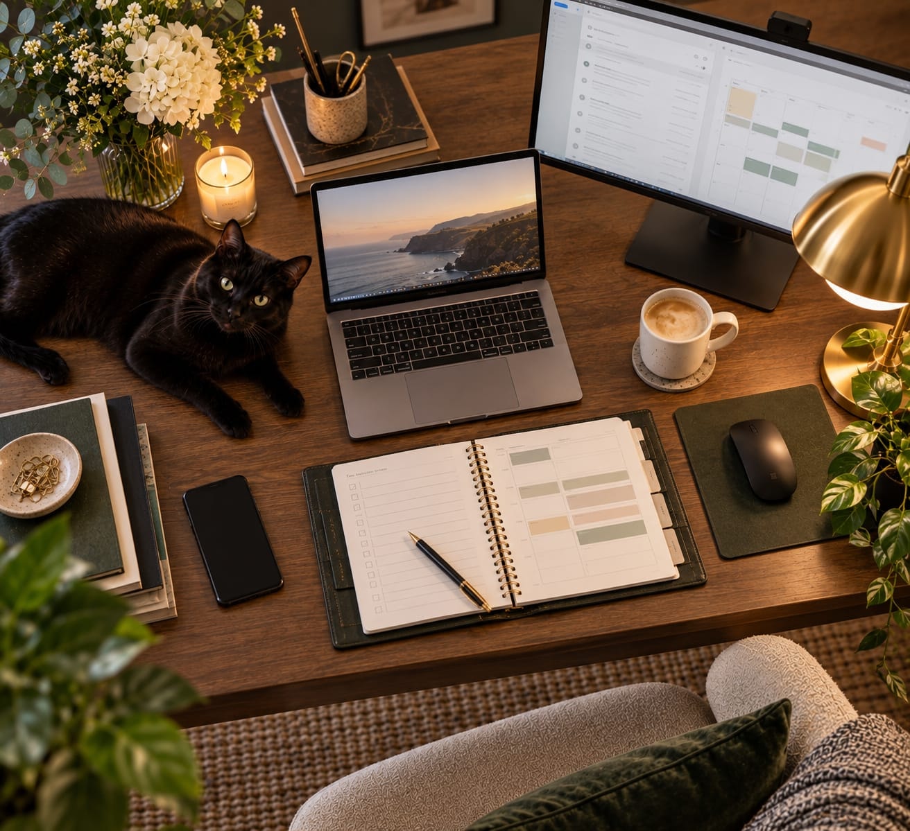 Virtual admin support — organised desk and workspace